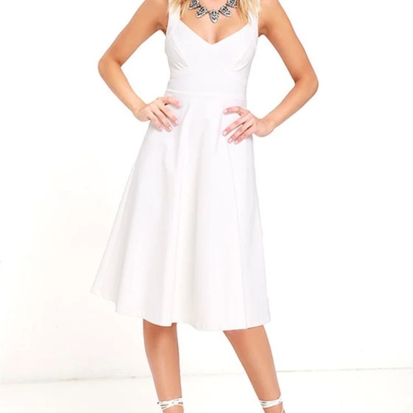 Lulus Dresses & Skirts - LuLu’s Uptown Twirl Ivory A-line Midi Dress